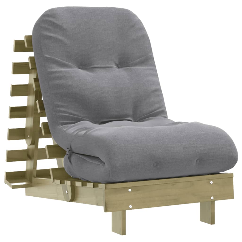 futon med madras 60x206x11 cm massivt fyrretræ
