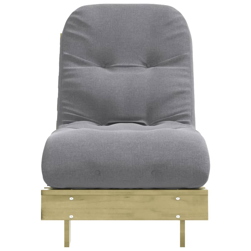 futon med madras 60x206x11 cm massivt fyrretræ