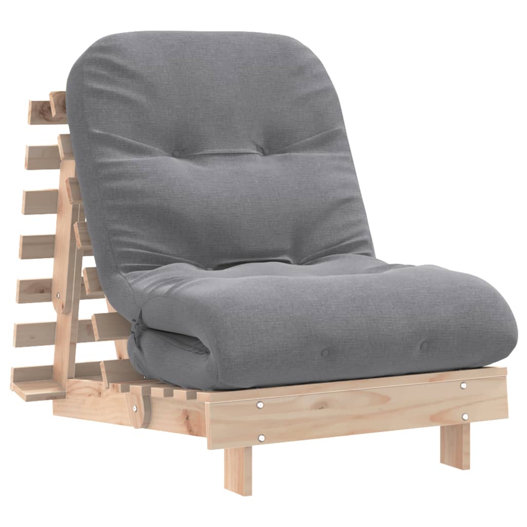 futon med madras 70x206x11 cm massivt fyrretræ