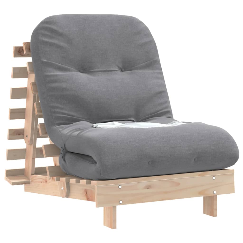 futon med madras 70x206x11 cm massivt fyrretræ