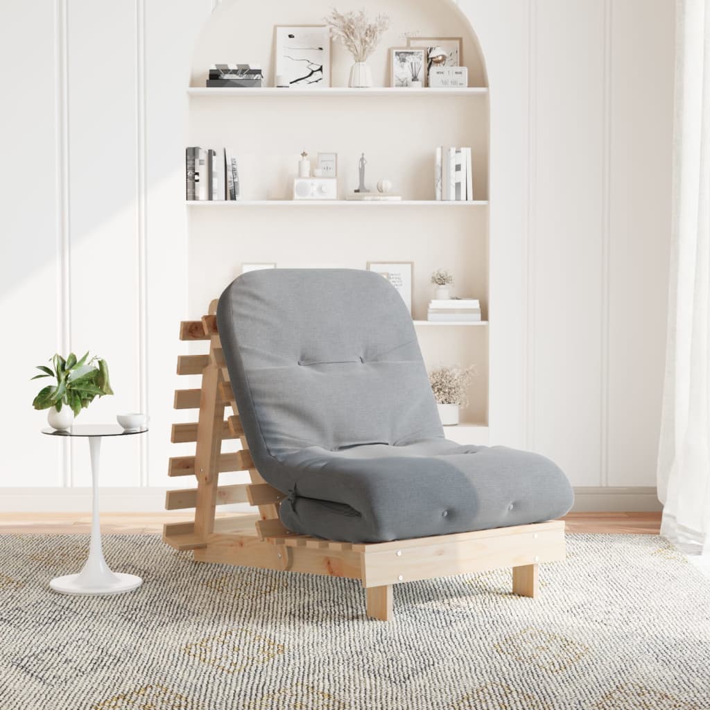 futon med madras 70x206x11 cm massivt fyrretræ