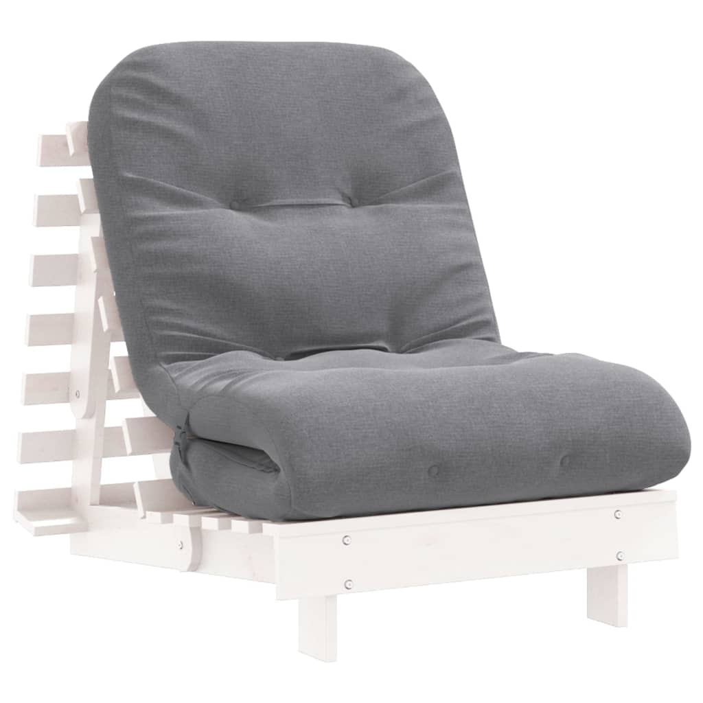 futon med madras 70x206x11 cm massivt fyrretræ hvid