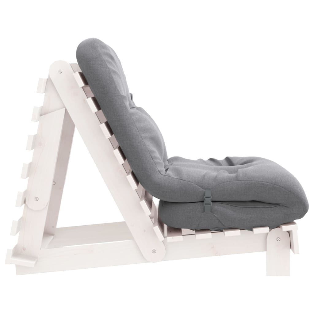 futon med madras 70x206x11 cm massivt fyrretræ hvid