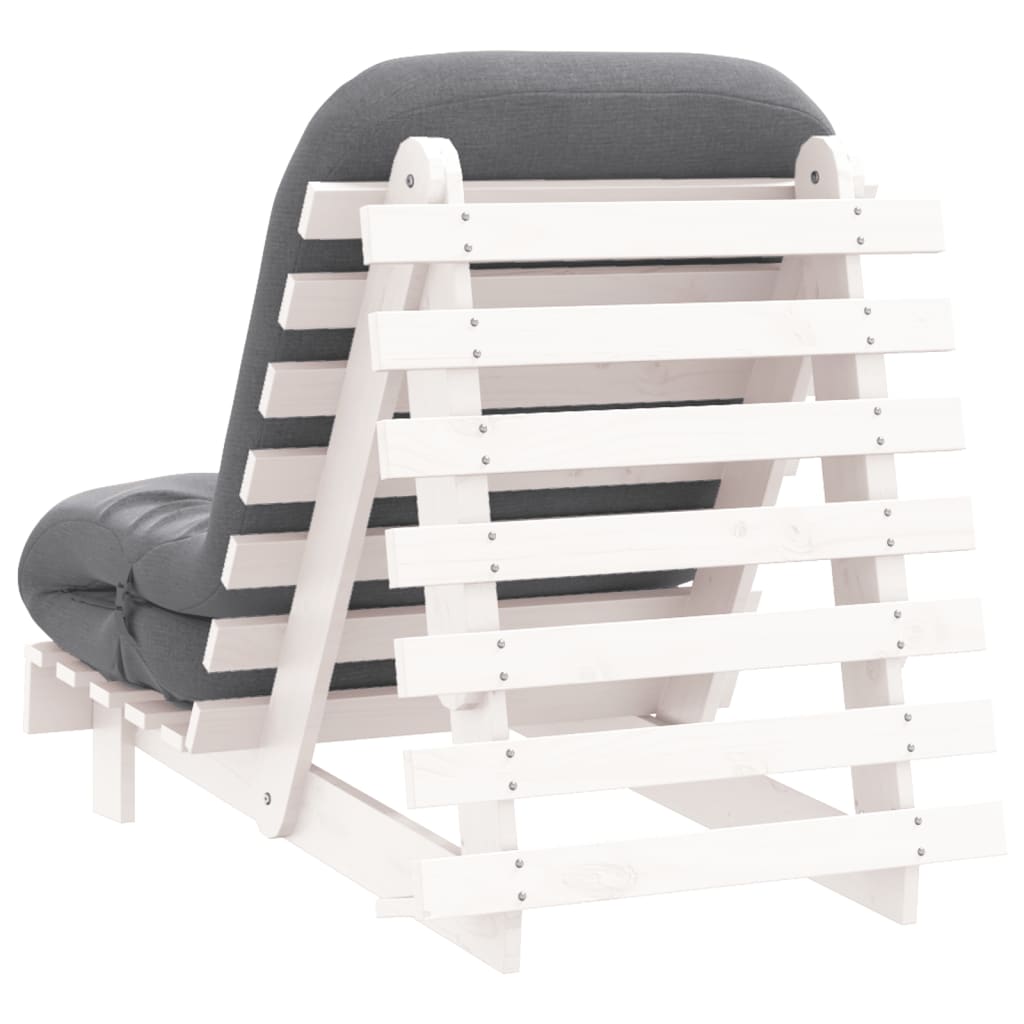 futon med madras 70x206x11 cm massivt fyrretræ hvid