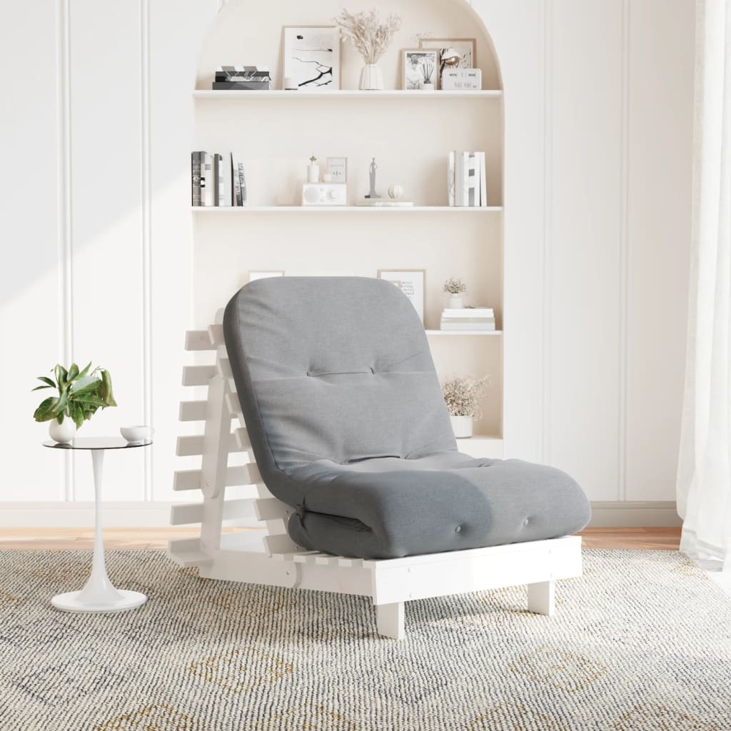 futon med madras 70x206x11 cm massivt fyrretræ hvid