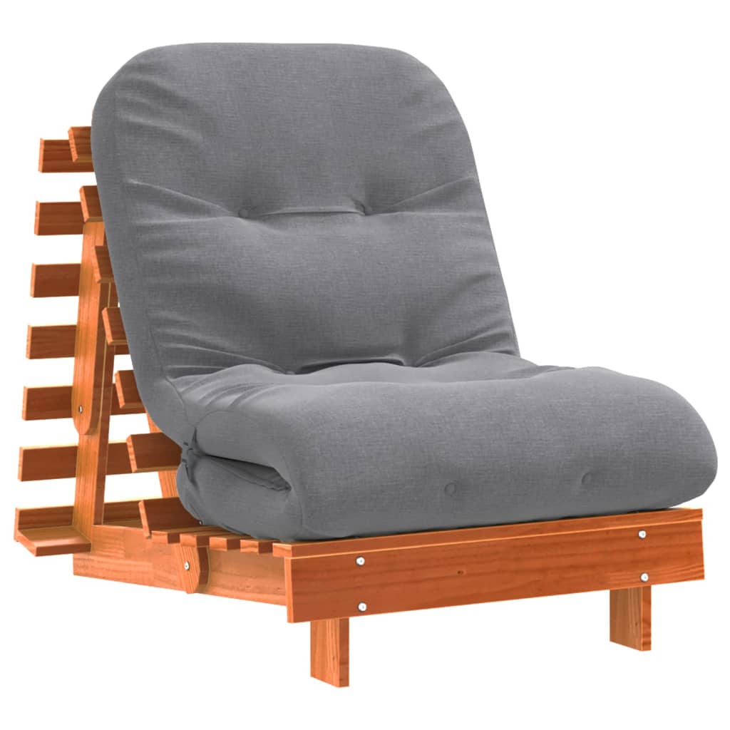 futon med madras 70x206x11 cm massivt fyrretræ gyldenbrun