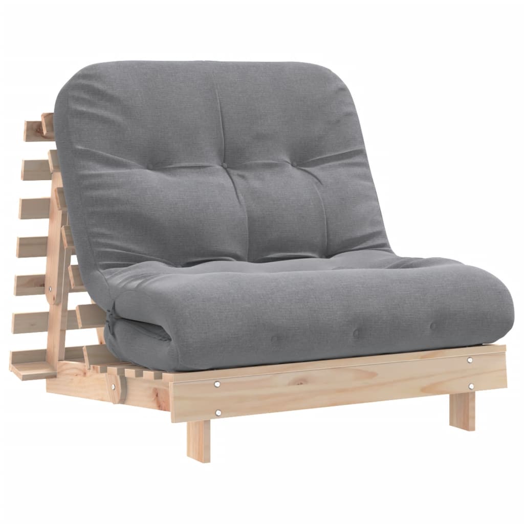 futon med madras 80x206x11 cm massivt fyrretræ
