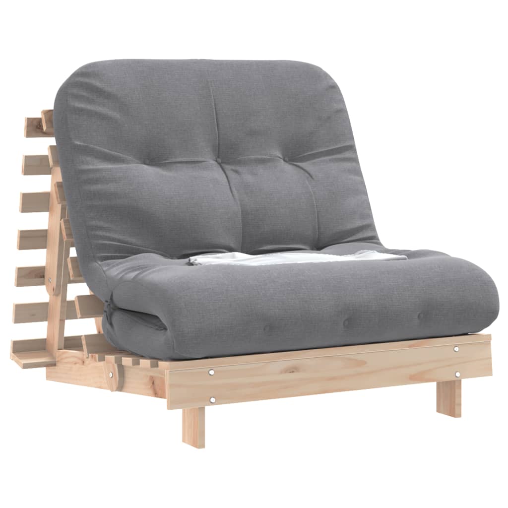 futon med madras 80x206x11 cm massivt fyrretræ
