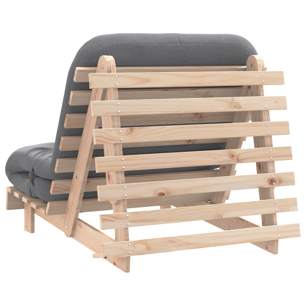 futon med madras 80x206x11 cm massivt fyrretræ