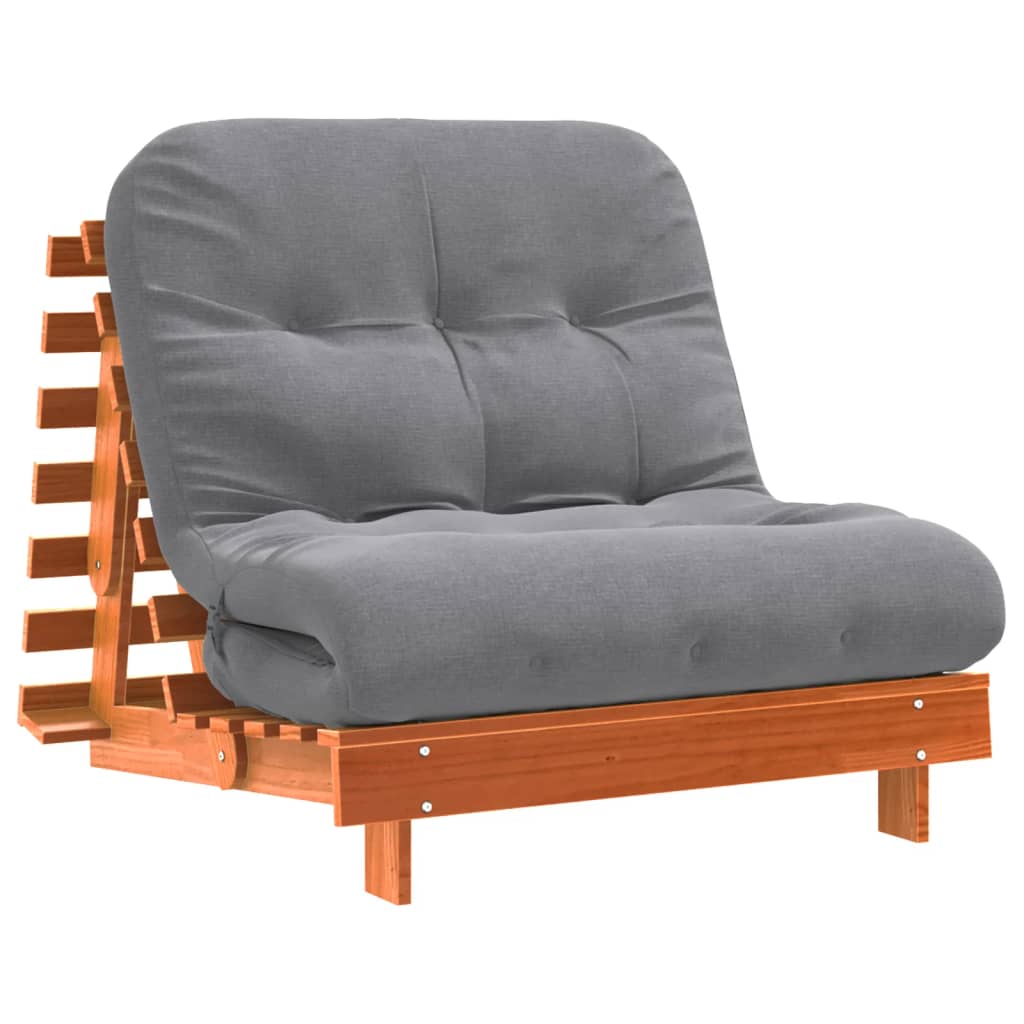 futon med madras 80x206x11 cm massivt fyrretræ