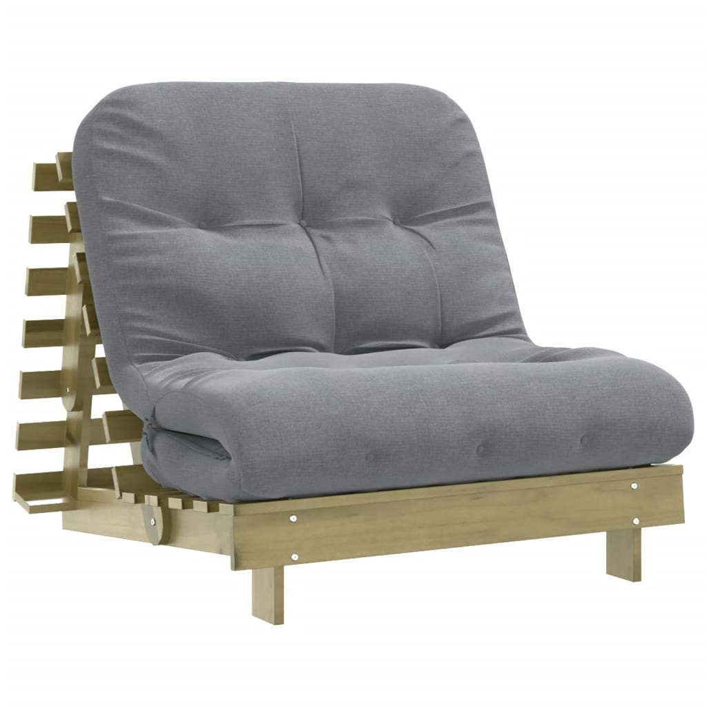 futon med madras 80x206x11 cm massivt fyrretræ