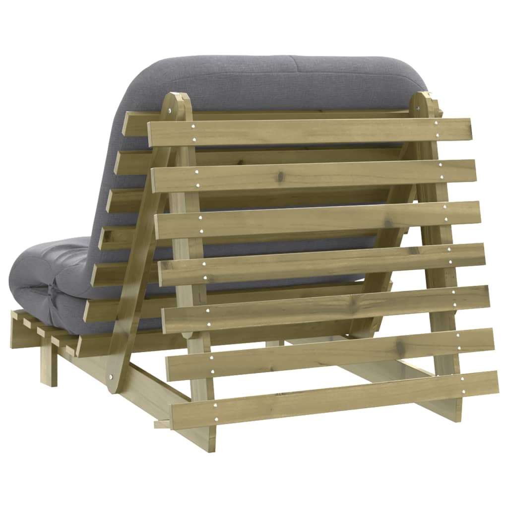 futon med madras 80x206x11 cm massivt fyrretræ