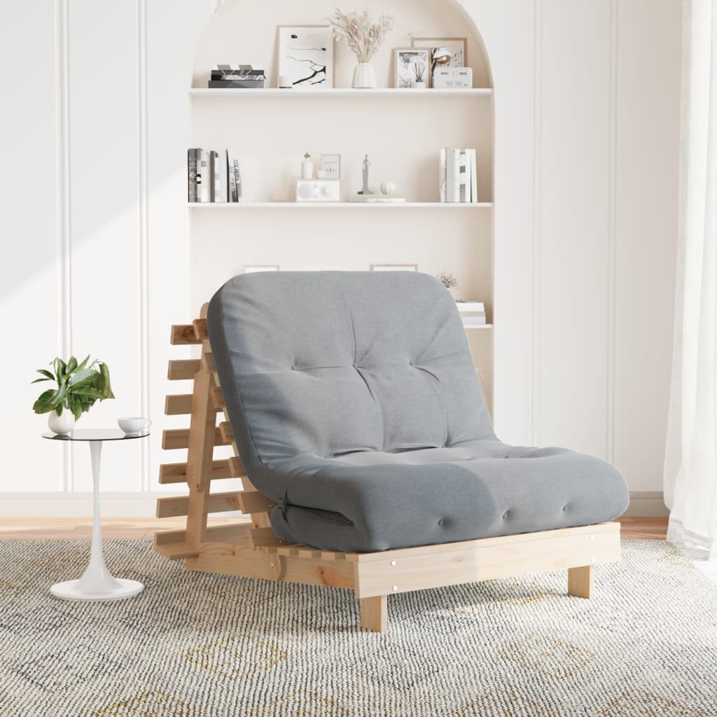 futon med madras 90x206x11 cm massivt fyrretræ