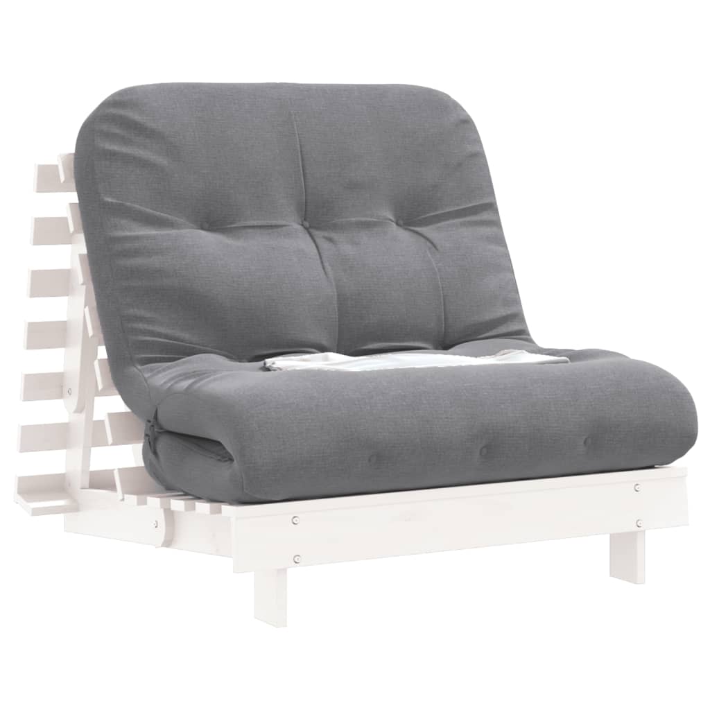 futon med madras 90x206x11 cm massivt fyrretræ