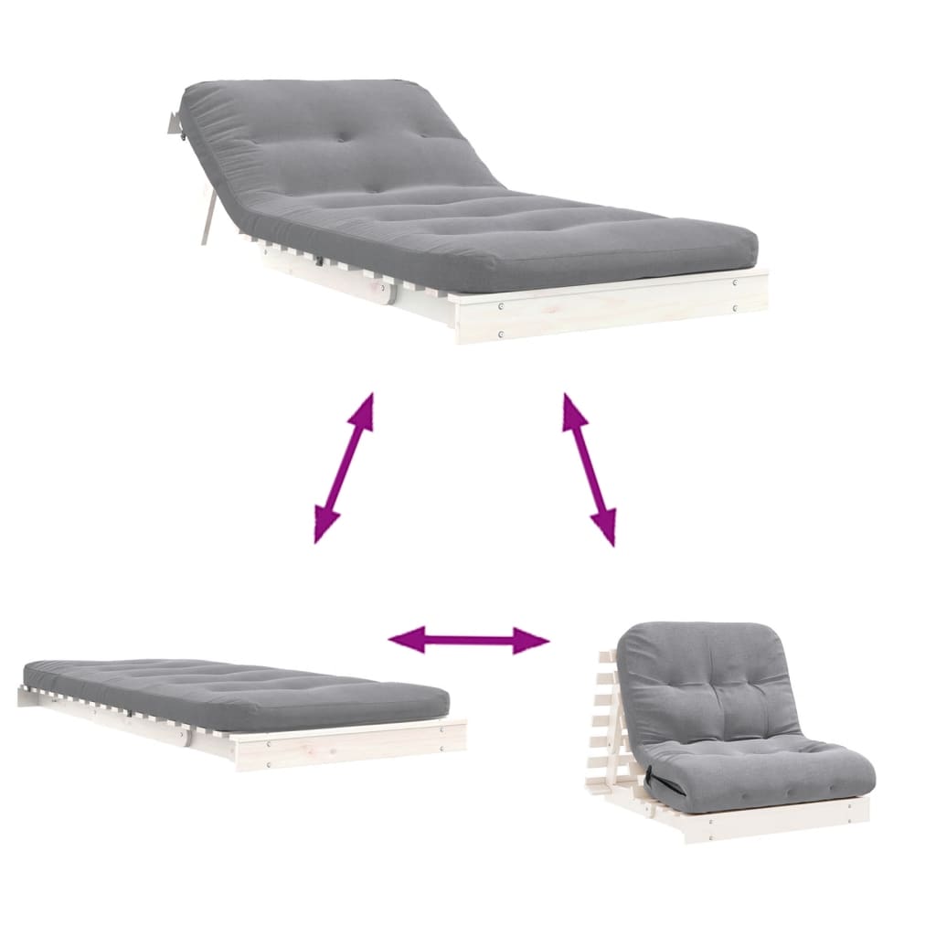 futon med madras 90x206x11 cm massivt fyrretræ