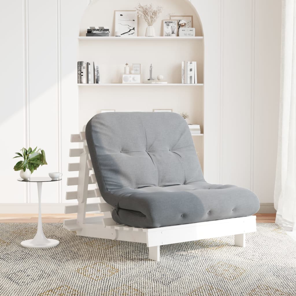 futon med madras 90x206x11 cm massivt fyrretræ