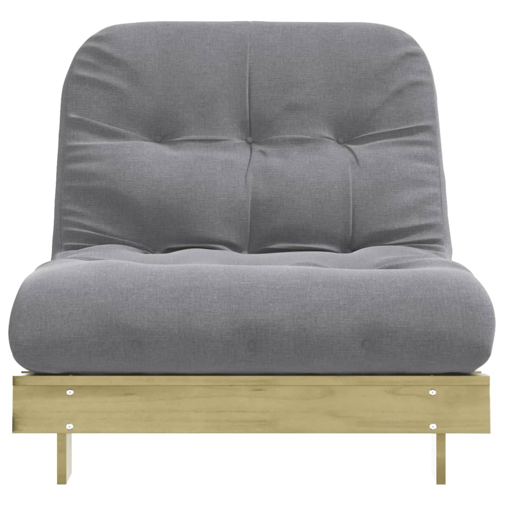 futon med madras 90x206x11 cm massivt fyrretræ