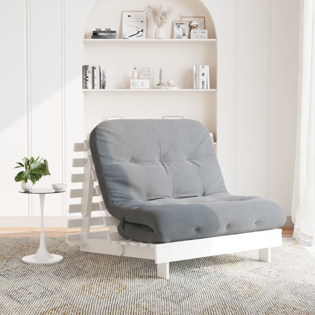 futon med madras 100x206x11 cm massivt fyrretræ