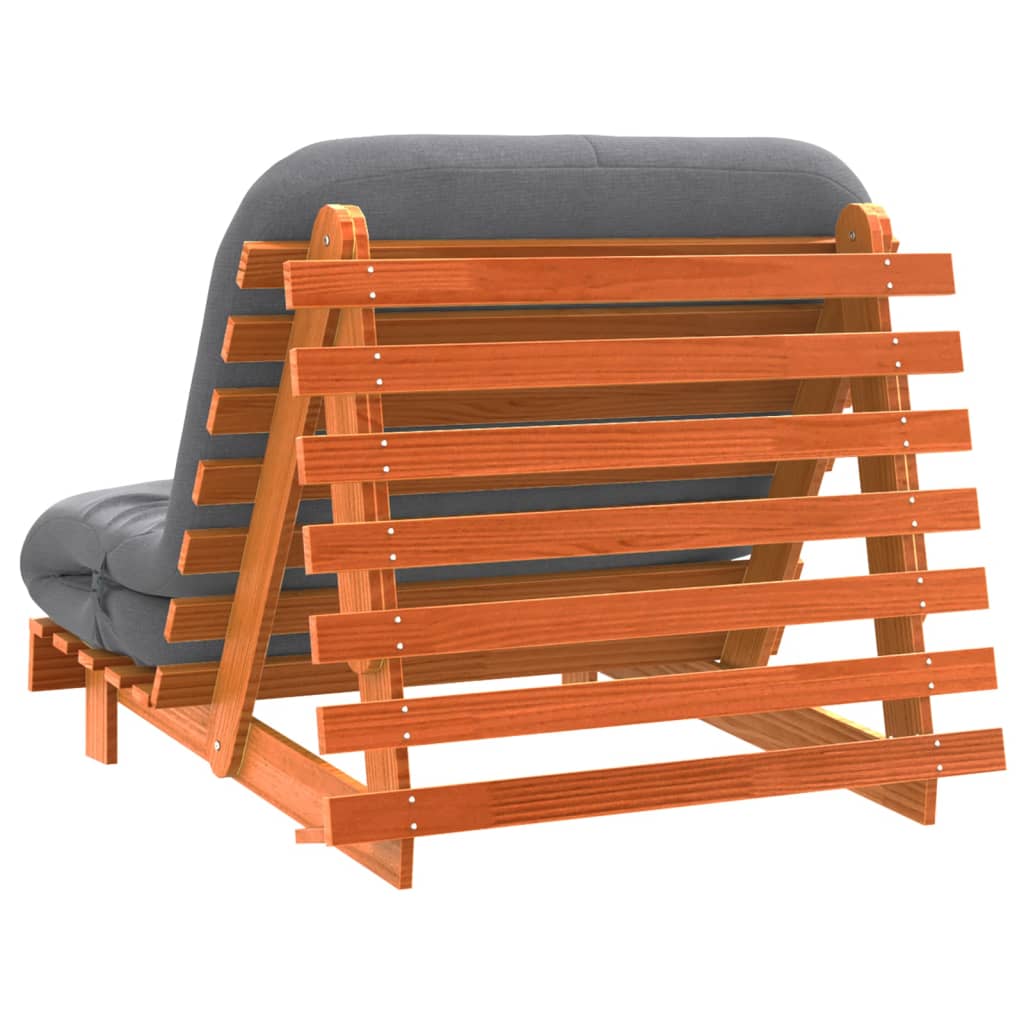 futon med madras 100x206x11 cm massivt fyrretræ