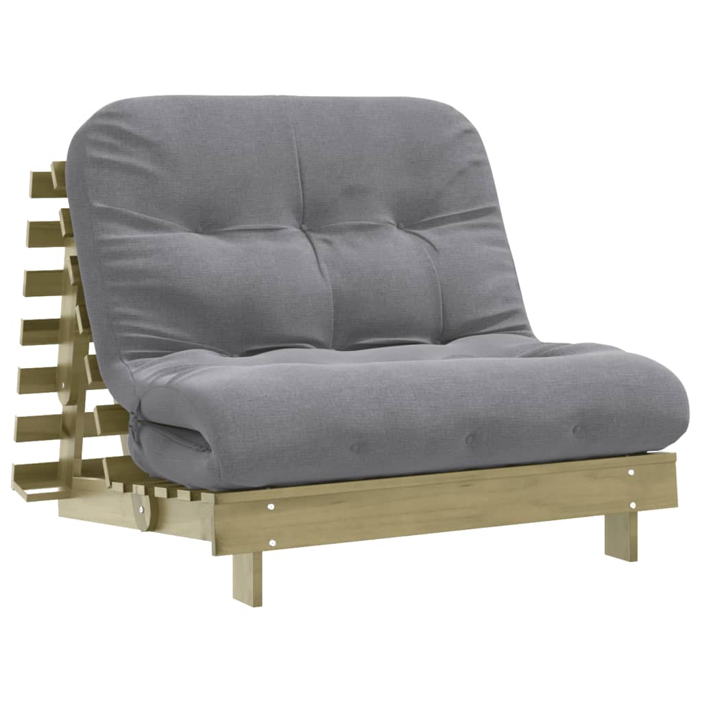 futon med madras 100x206x11 cm massivt fyrretræ