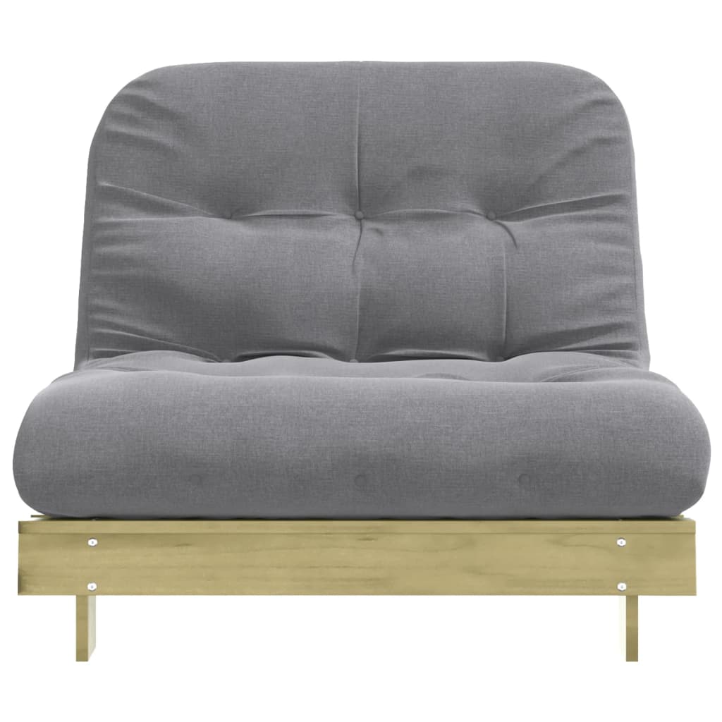 futon med madras 100x206x11 cm massivt fyrretræ