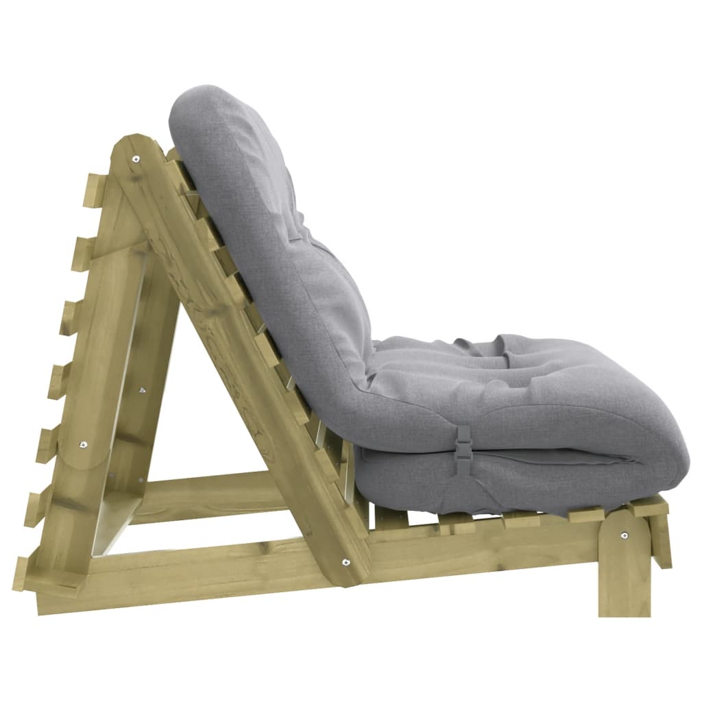 futon med madras 100x206x11 cm massivt fyrretræ