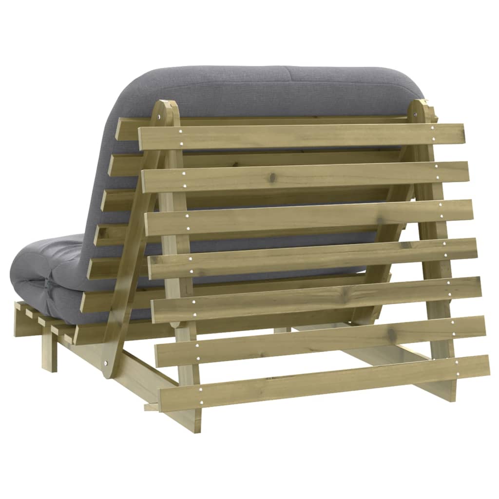 futon med madras 100x206x11 cm massivt fyrretræ