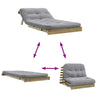futon med madras 100x206x11 cm massivt fyrretræ