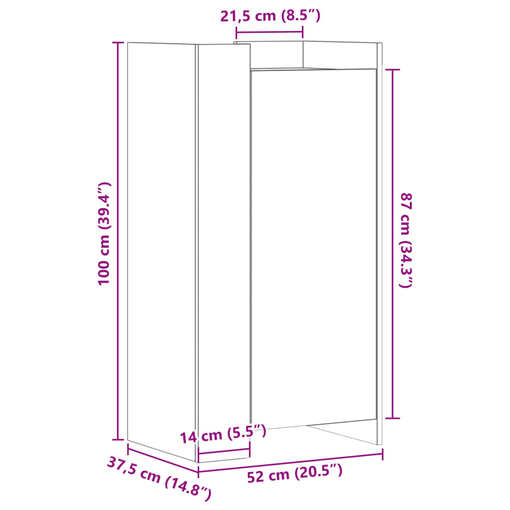skoskab 52x37,5x100 cm konstrueret træ brun egetræsfarve