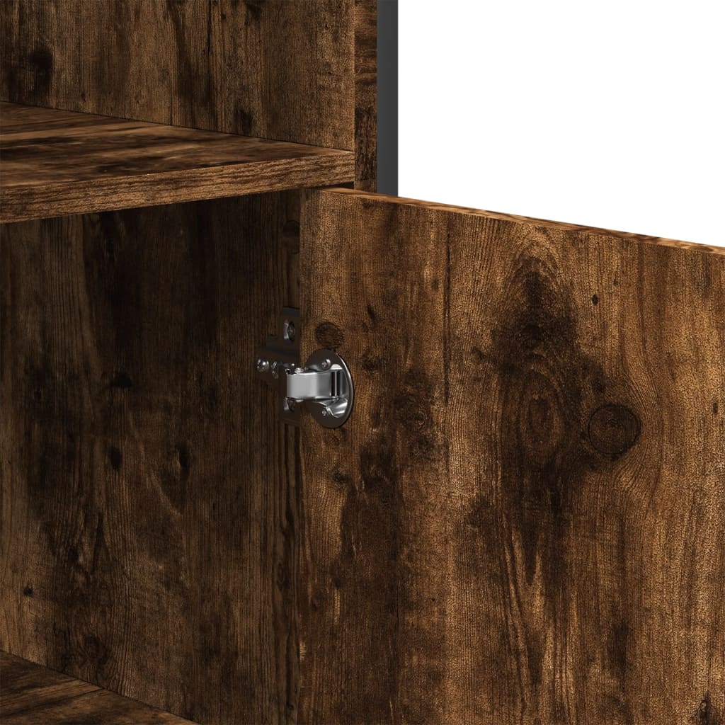 skab 79,5x35,5x137,5 cm konstrueret træ røget egetræsfarve