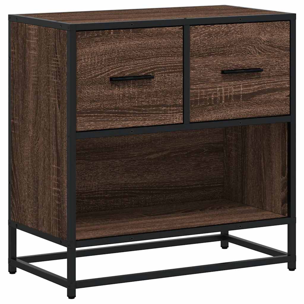 sengeskab brun egetræsfarve 60x31x60 cm konstrueret træ metal