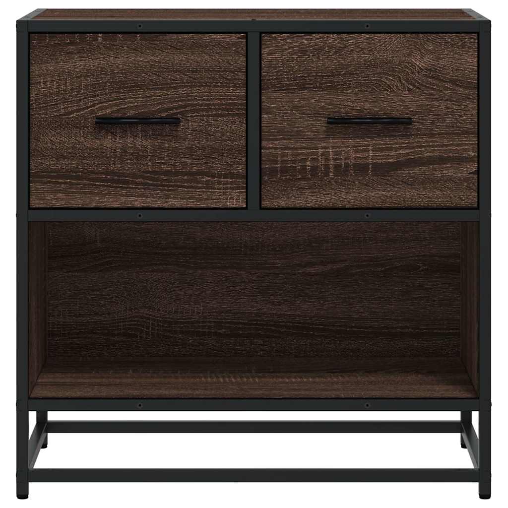 sengeskab brun egetræsfarve 60x31x60 cm konstrueret træ metal