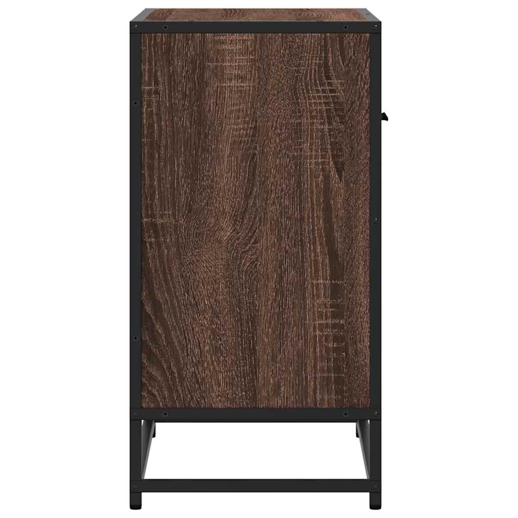 sengeskab brun egetræsfarve 60x31x60 cm konstrueret træ metal