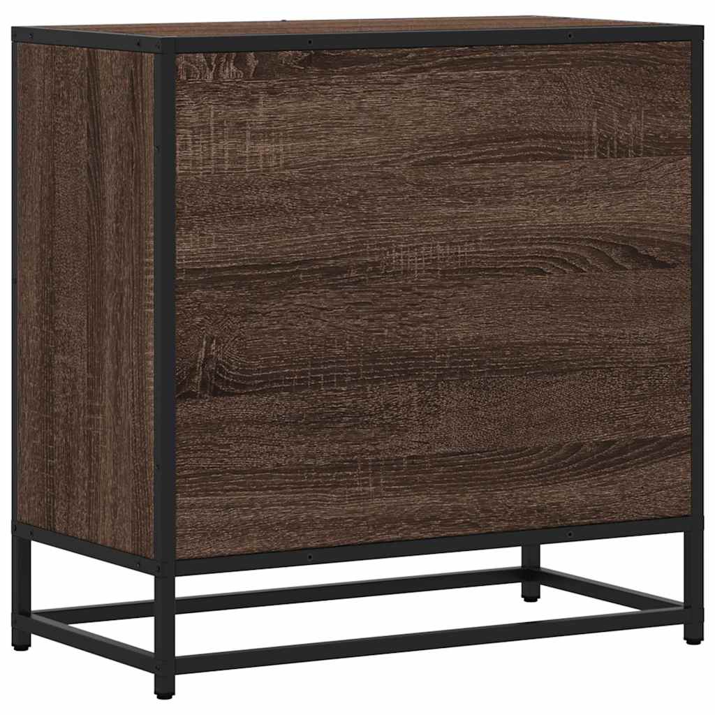 sengeskab brun egetræsfarve 60x31x60 cm konstrueret træ metal