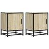 sengeborde 2 stk. 40x31x50cm konstrueret træ og metal sonoma-eg