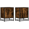 sengeborde 2 stk. 40x31x50cm konstrueret træ metal røget egetræ