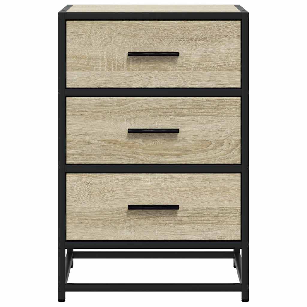 sengebord 40x34,5x60 cm konstrueret træ og metal sonoma-eg