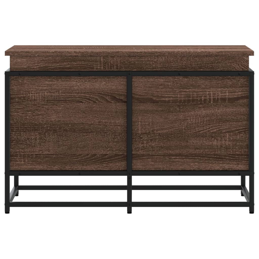 opbevaringsboks med låg 80x40x51,5 cm konstrueret træ brunt eg