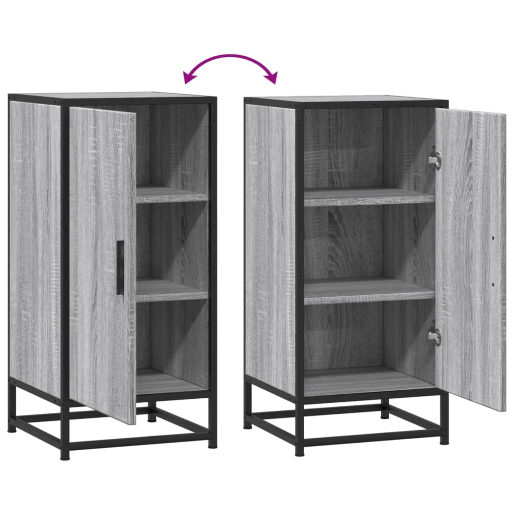 skab 35,5x35x76 cm konstrueret træ og metal grå sonoma-eg