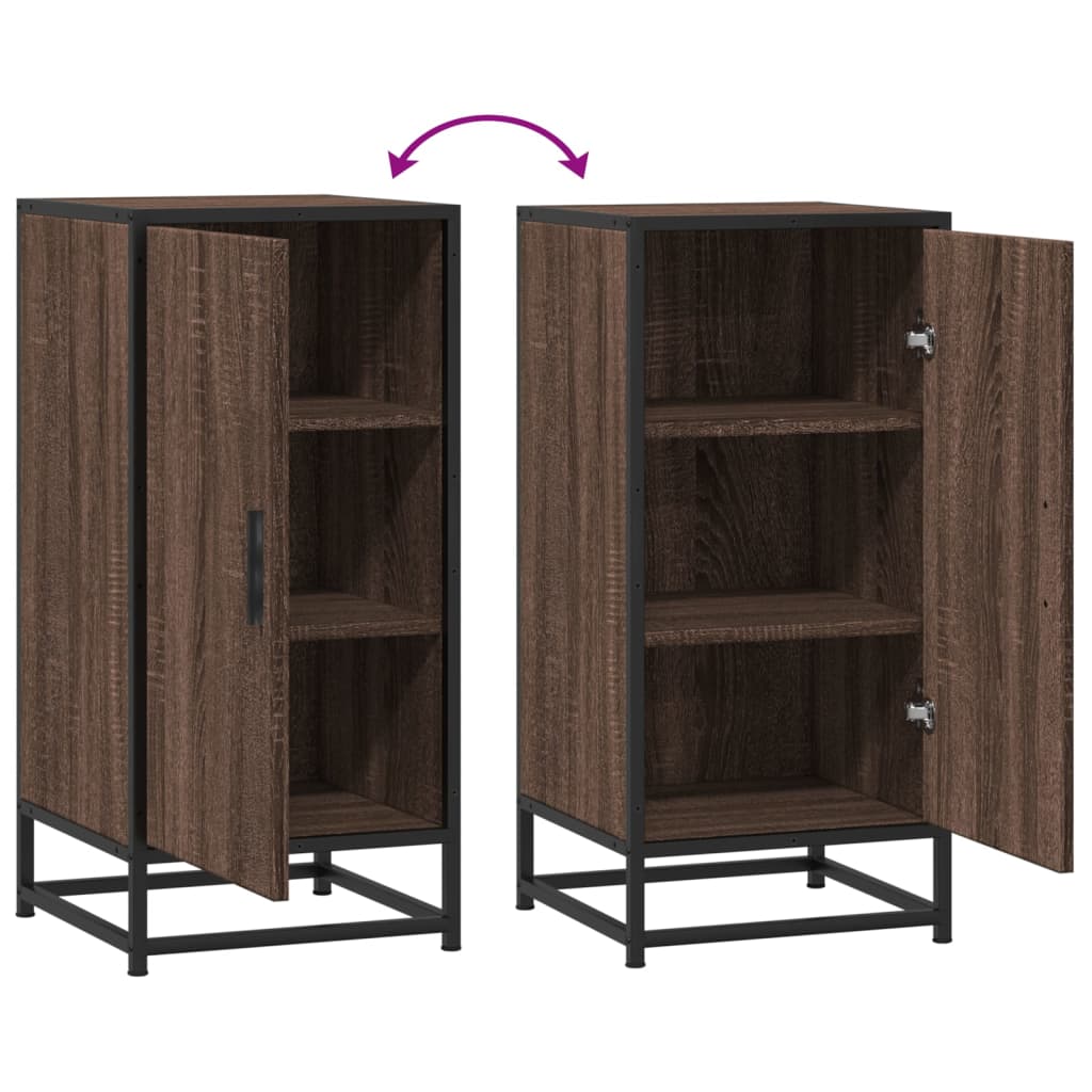 skab 35,5x35x76 cm konstrueret træ og metal brun egetræsfarve