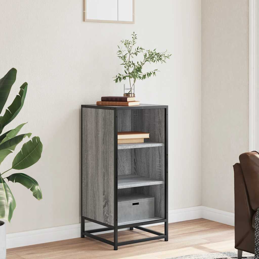 skab 35,5x35x76 cm konstrueret træ og metal grå sonoma-eg