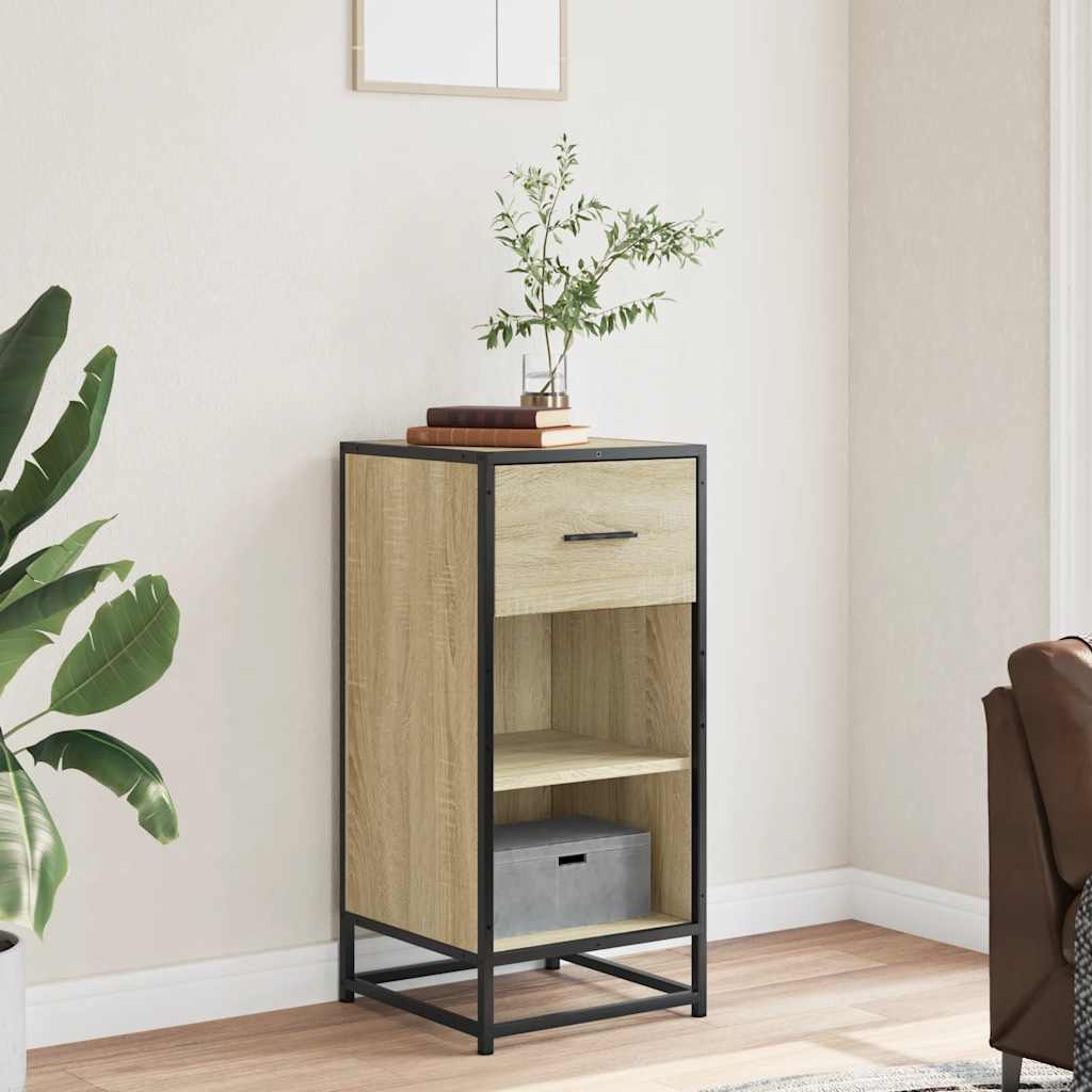skab 35,5x35x76 cm konstrueret træ og metal sonoma-eg