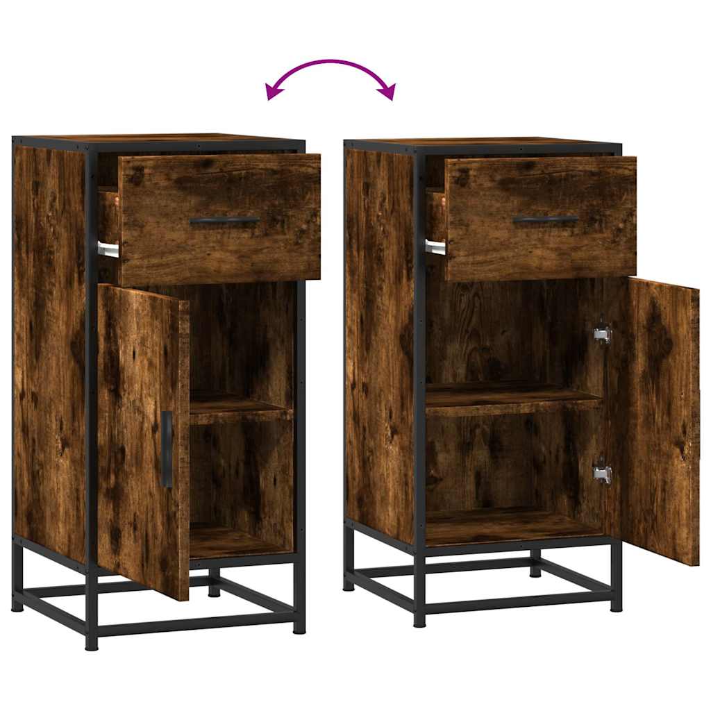 skab 35,5x35x76 cm konstrueret træ og metal røget egetræsfarve