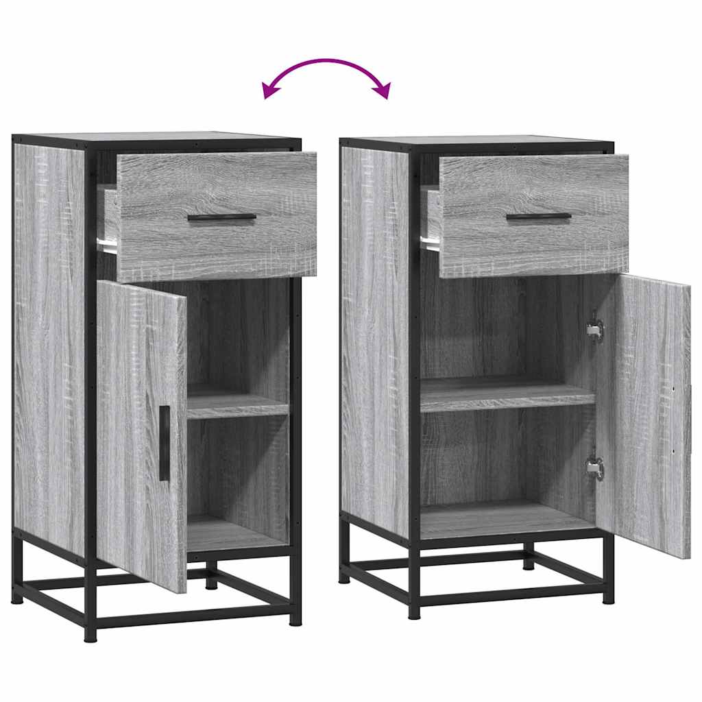 skab 35,5x35x76 cm konstrueret træ og metal grå sonoma-eg