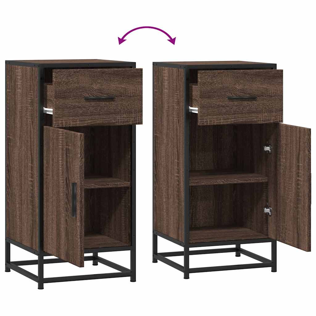 skab 35,5x35x76 cm konstrueret træ og metal brun egetræsfarve