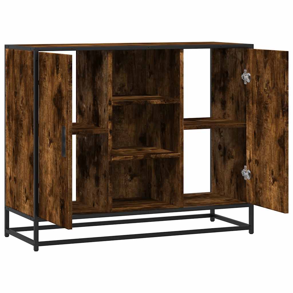 skænk 92x35x76 cm konstrueret træ røget egetræsfarve