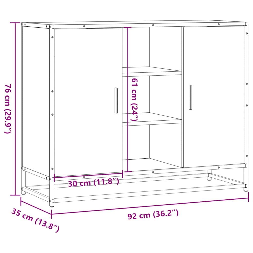 skænk 92x35x76 cm konstrueret træ brun egetræsfarve