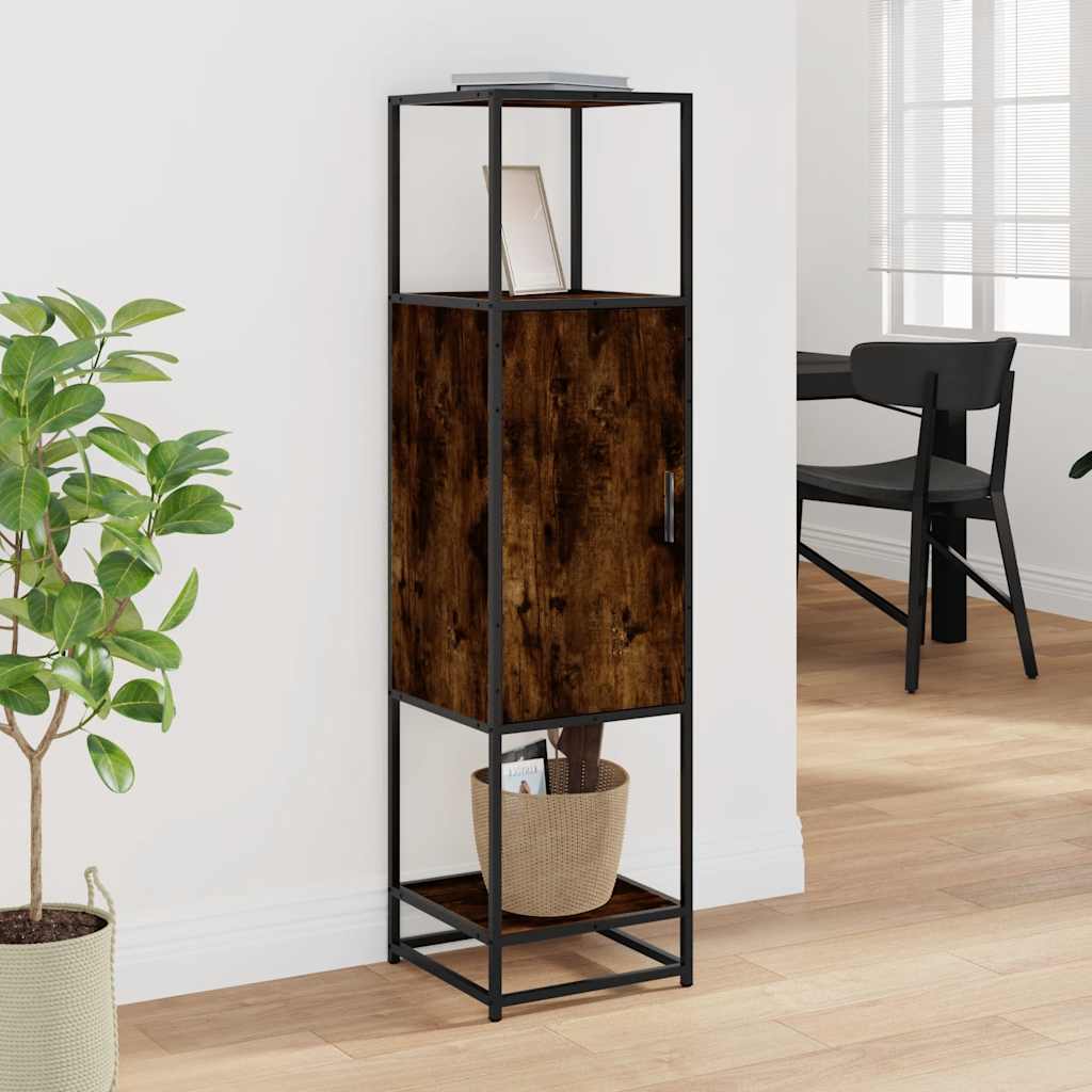 skab sonoma-eg 35,5x35x139 cm konstrueret træ og metal