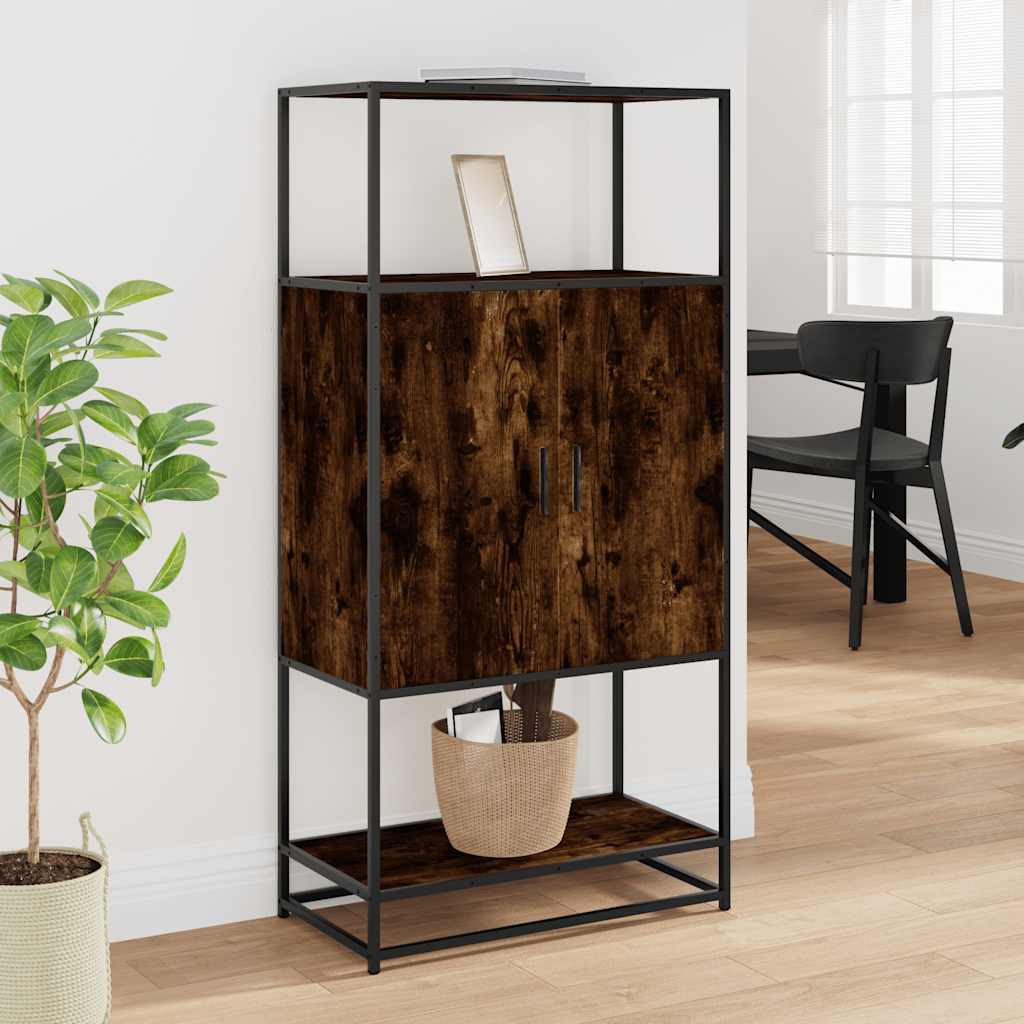 skab sonoma-eg 68x35x139 cm konstrueret træ og metal