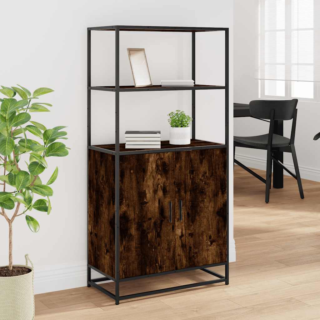 skab sonoma-eg 68x35x139 cm konstrueret træ og metal